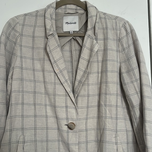 Madewell Dorest Linen Blazer in Windowpane - Picture 3 of 12